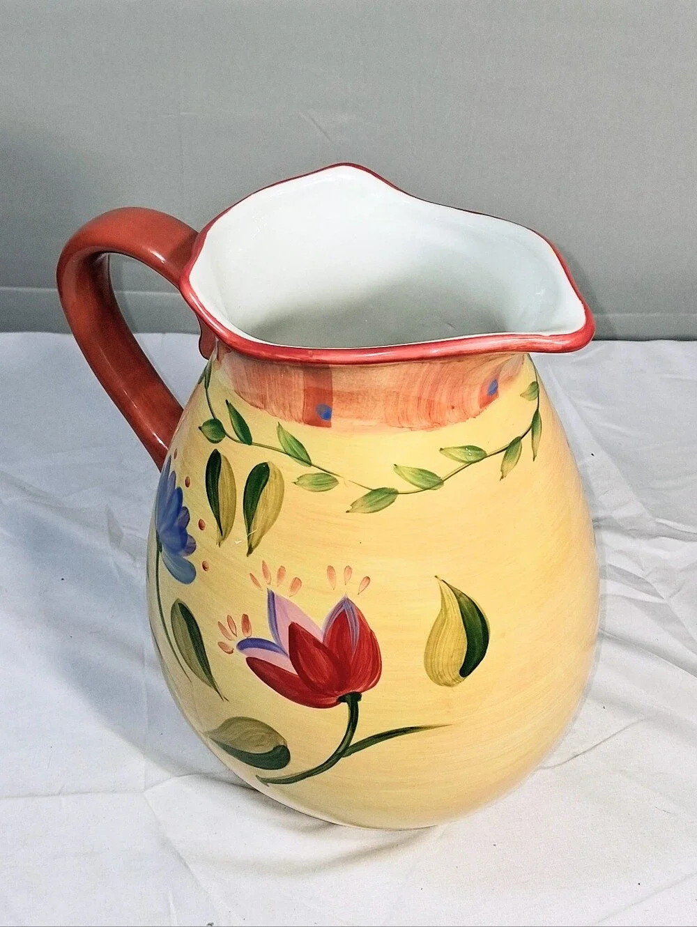 Pfaltzgraff Napoli Stoneware Mediterranean Terracota Hand Painted Pitcher